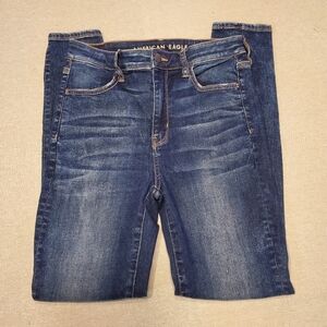 AE American Eagle Distressed Ripped Super Hi-Rise Jegging Jeans 8